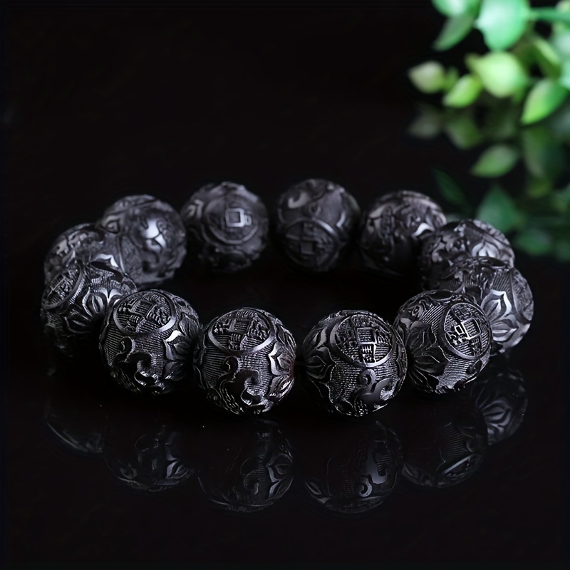 20mm Wooden Beads Bracelet Prosperity Charm Jewelry Chinese Gift
